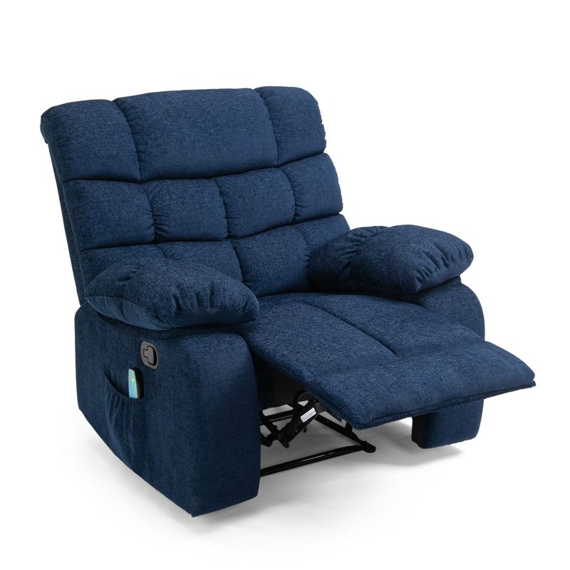 Blackshear Indoor  Pillow Tufted Massage Recliner by Christopher Knight Home - Black + Navy Blue