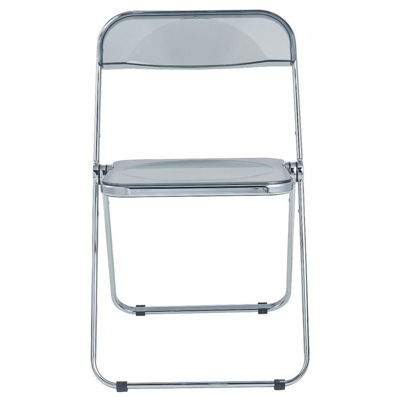 LeisureMod Lawrence Acrylic Folding Chair With Metal Frame - 30" - Transparent Black