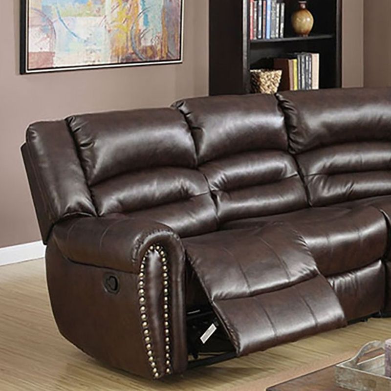 Bonded Leather Motion Sectional - Brown