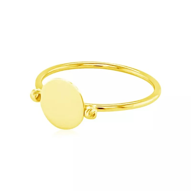 14k Yellow Gold Ring with Polished Oval (Size 7)