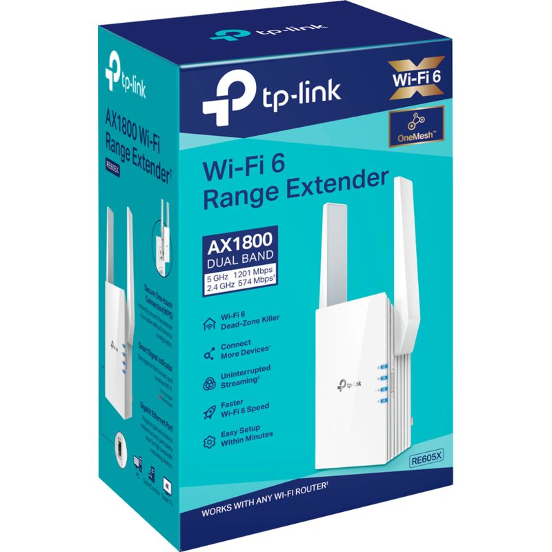 Alt View Zoom 11. TP-Link - RE605X AX1800 Wi-Fi 6 Range Extender - White