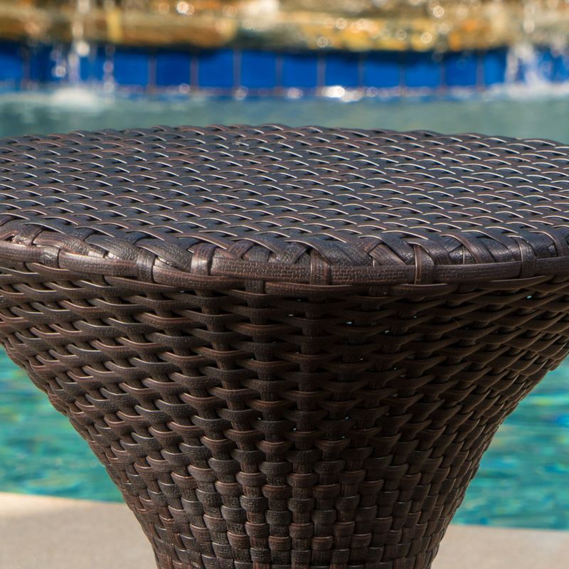 Franklin Outdoor Round  Wicker Side Table by Christopher Knight Home - Multi-Brown
