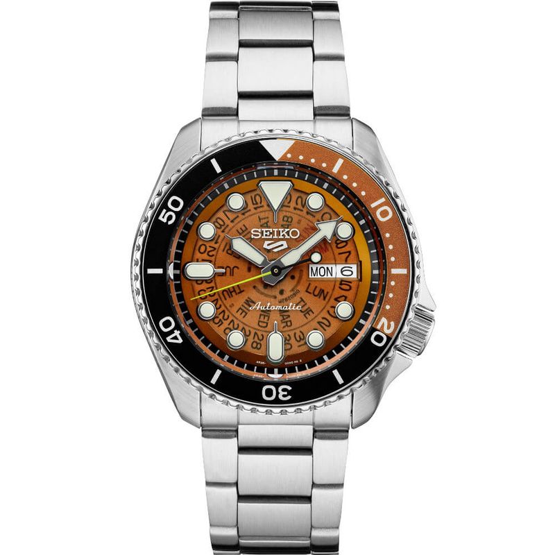 Seiko 5 Sports Mens Automatic Watch - Orange/Stainless - 42.5mm