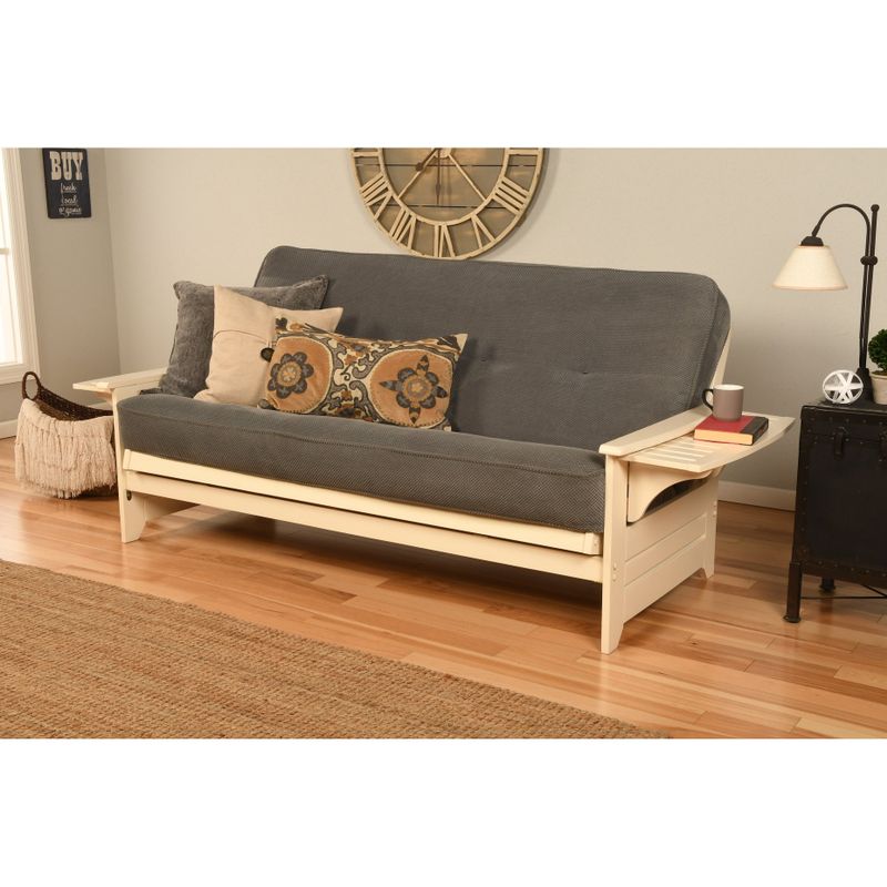 Copper Grove Dixie Futon Frame in Antique White Wood with Innerspring Mattress - Peter's Cabin