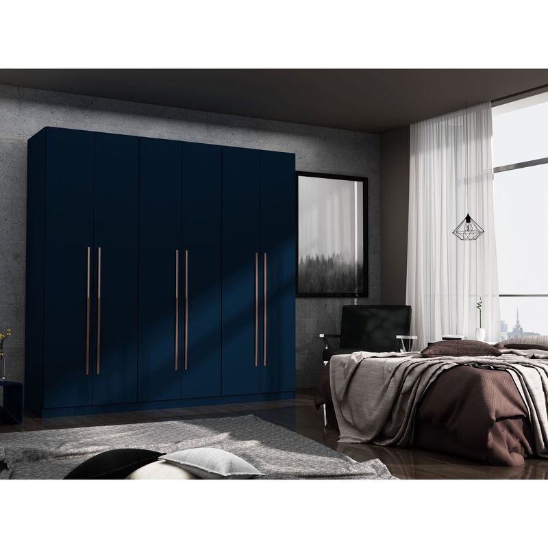 Gramercy Modern Freestanding Wardrobe Armoire Closet - Tatiana Midnight Blue