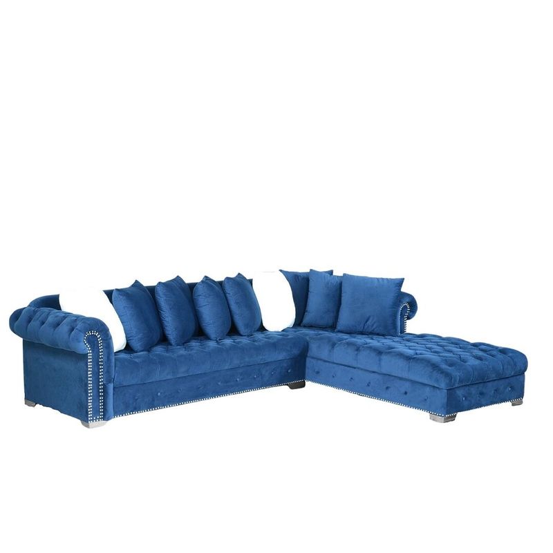 Willow Tufted Velvet Sectional with RAF Chaise - Gray