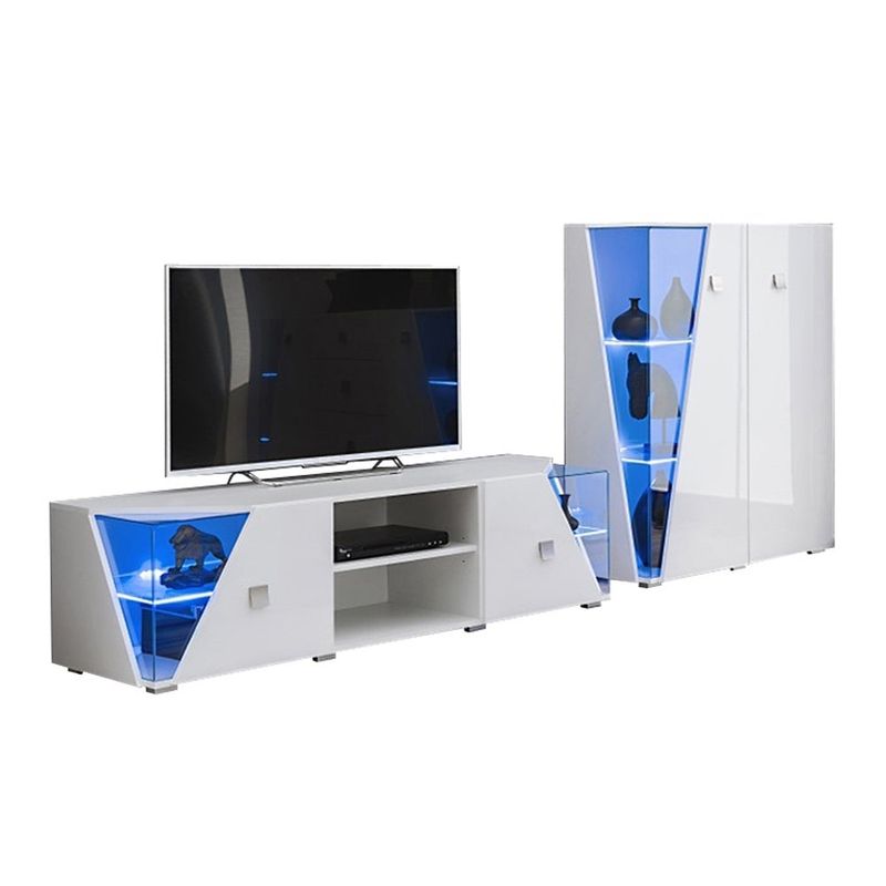 Edge Set TV-CUR Modern Wall Unit Entertainment Center - White