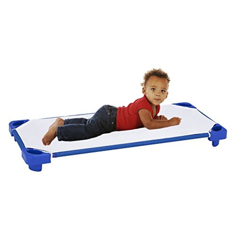 Sprogs Heavy Duty Childrens Standard 52"L Stackable Daycare Cots for Preschool Kids Sleeping, Resting, and Naptime, SPG-021-5, Blue...