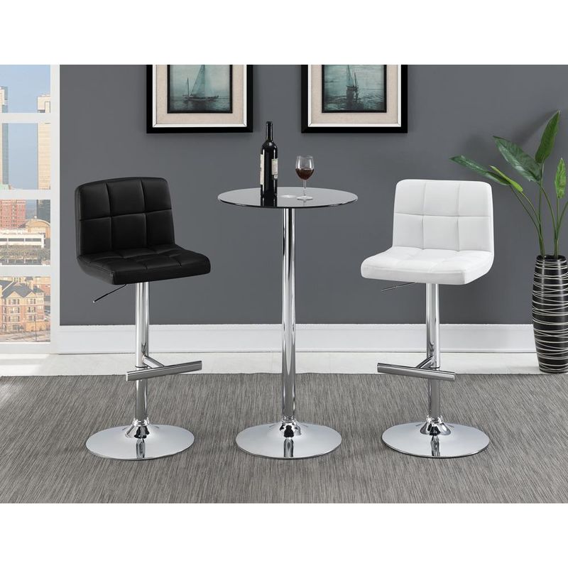 Adjustable Height Bar Stools Chrome and White (Set of 2)