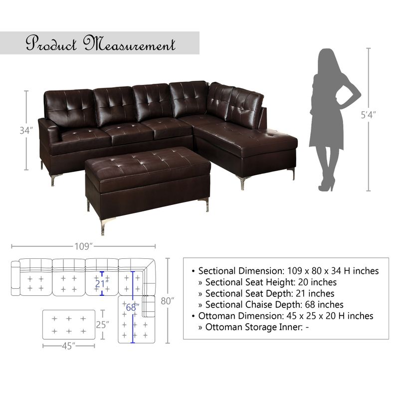 McCafferty Sectional Sofa with Ottoman - Black