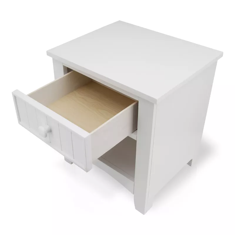 Transitional Solid Wood 1-Drawer Nightstand in White