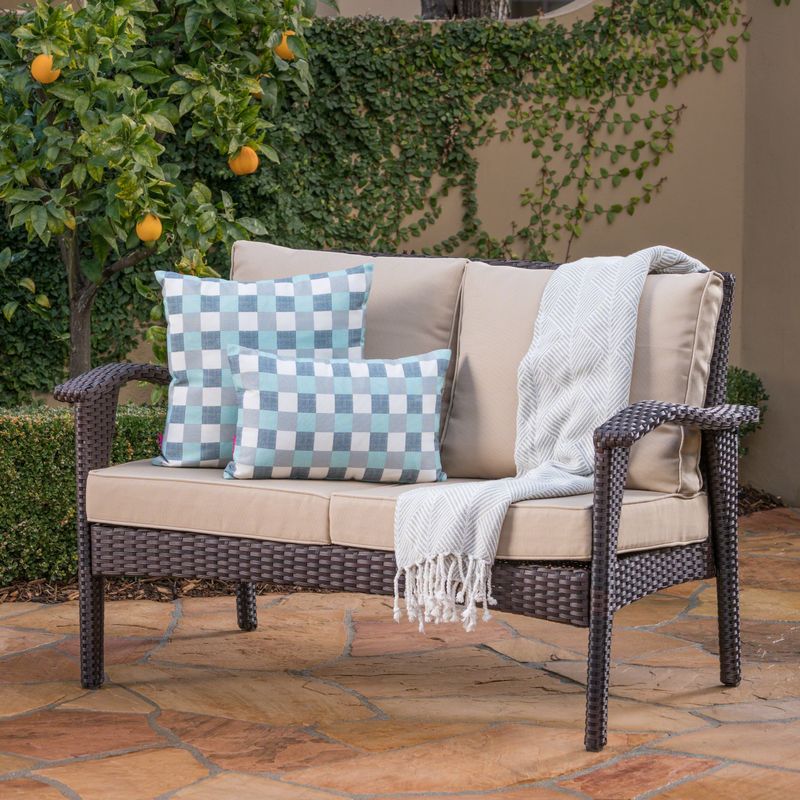Honolulu Outdoor Wicker Loveseat with Cushions by Christopher Knight Home - Grey