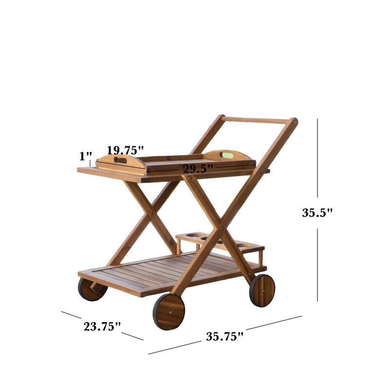 Evvie Natural Stained Acacia Wood Indoor Bar Cart by Christopher Knight Home - Brown