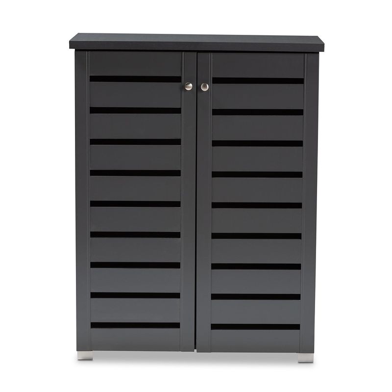 Contemporary Shoe Storage Cabinet - Dark Gray - No Drawers