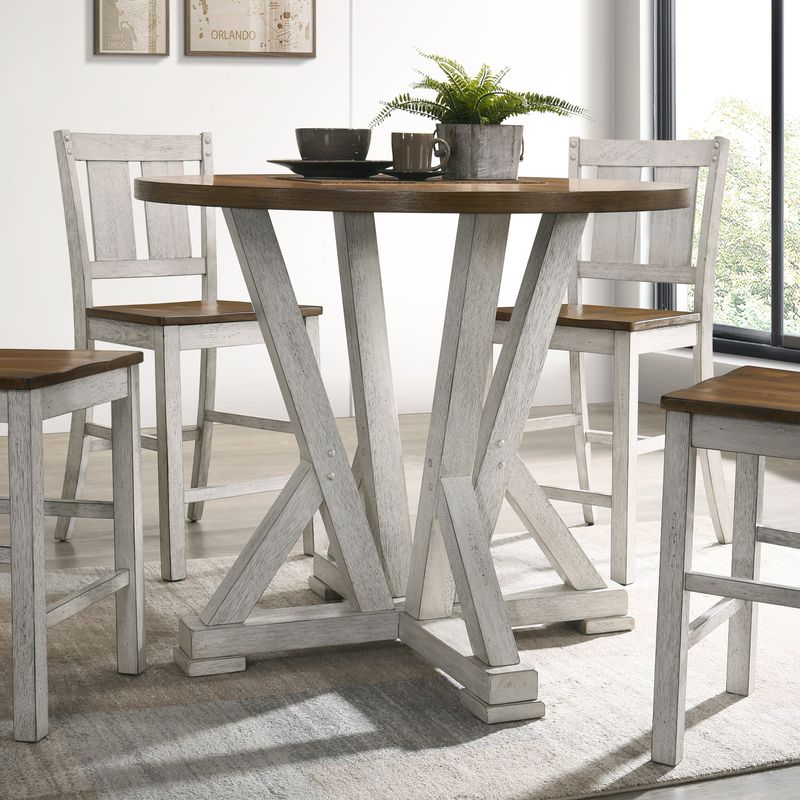 Furniture of America Theile Rustic Wood 5-piece Counter Dining Set - Light Oak