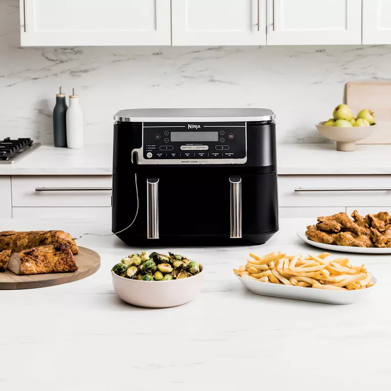 Ninja - Foodi 6-in-1 10-qt. XL 2-Basket Air Fryer with DualZone Technology & Smart Cook System - Black