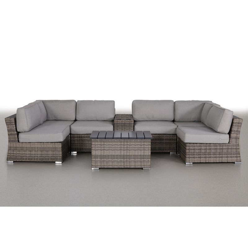 LSI 8 Piece Sectional Seating Group With Olefin Grey Cushions - Brown - Reversible