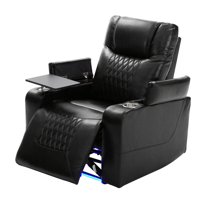 Nestfair Power Motion Recliner with 2 Cup Holders and 360° Swivel Tray Table - Brown