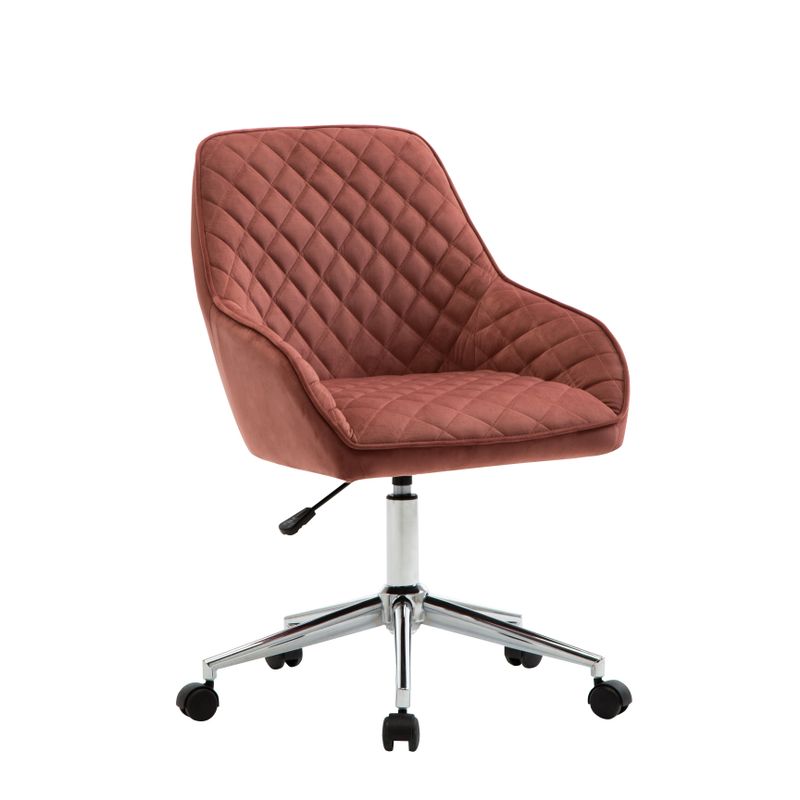 Porthos Home Vinita Height Adjustable Swivel Office Chair, Velvet Upholstery - Grey