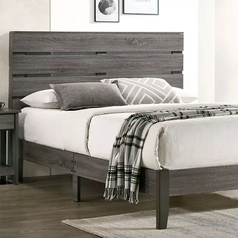 Rustic Gray Queen Bed