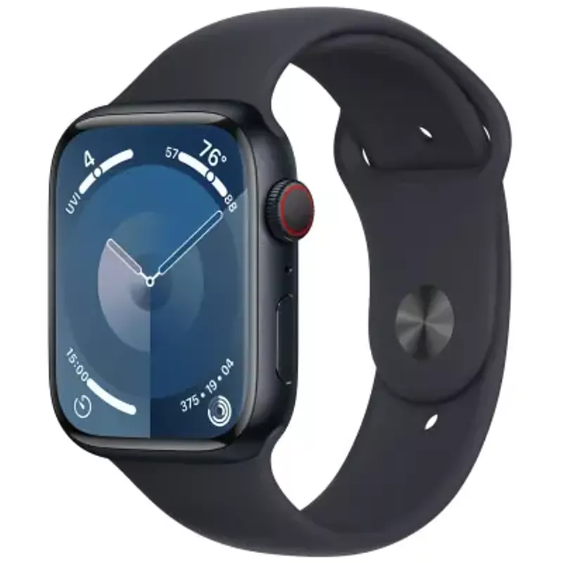 Apple Watch Series 9 (GPS + Cellular) 45mm Midnight Aluminum Case with Midnight Sport Band with Blood Oxygen - S/M - Midnight