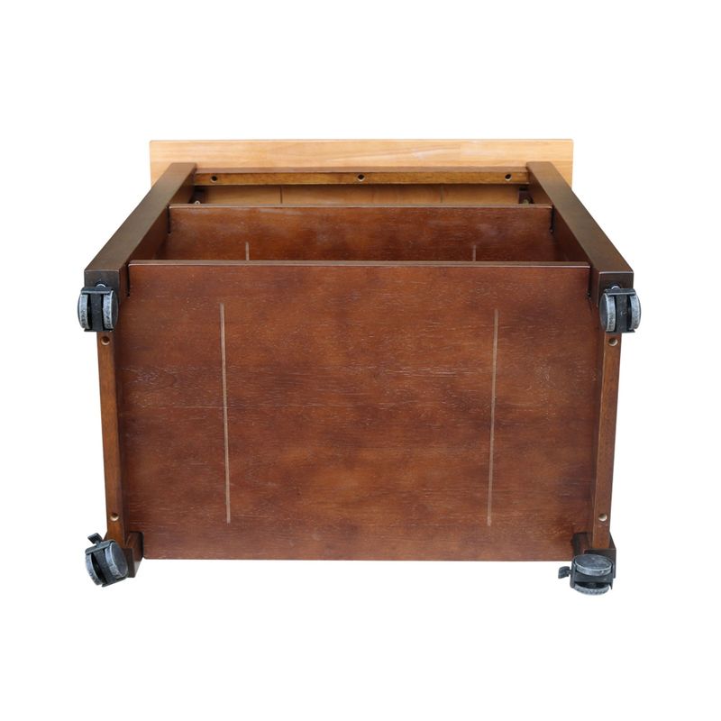 Porch & Den Estelle Solid Parawood Microwave Kitchen Cart - Medium Oak