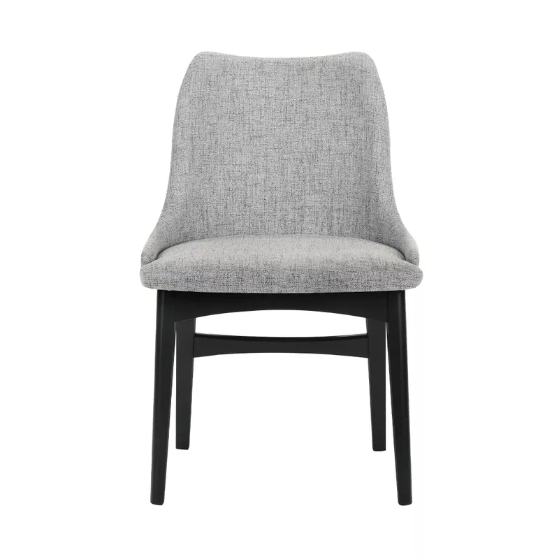 Azalea Gray Fabric and Black Wood Dining Side Chairs - Set of 2