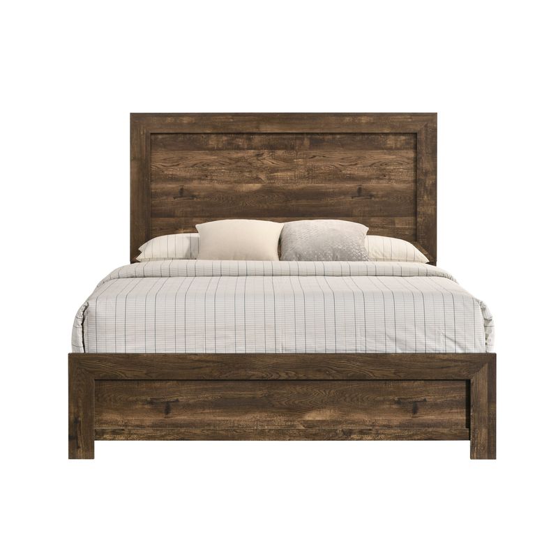 Furniture of America Greer Rustic Walnut 2-Piece Bed & Nightstand Set - Queen