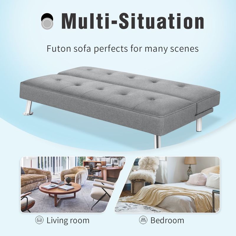 Homall Convertible Futon Sofa Bed for Living Room Couches Set - Beige
