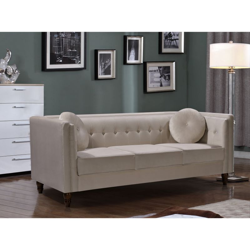 Angie Classic Kittleson Chesterfield 3-Piece Set-Loveseat Sofa & Chair - Rose