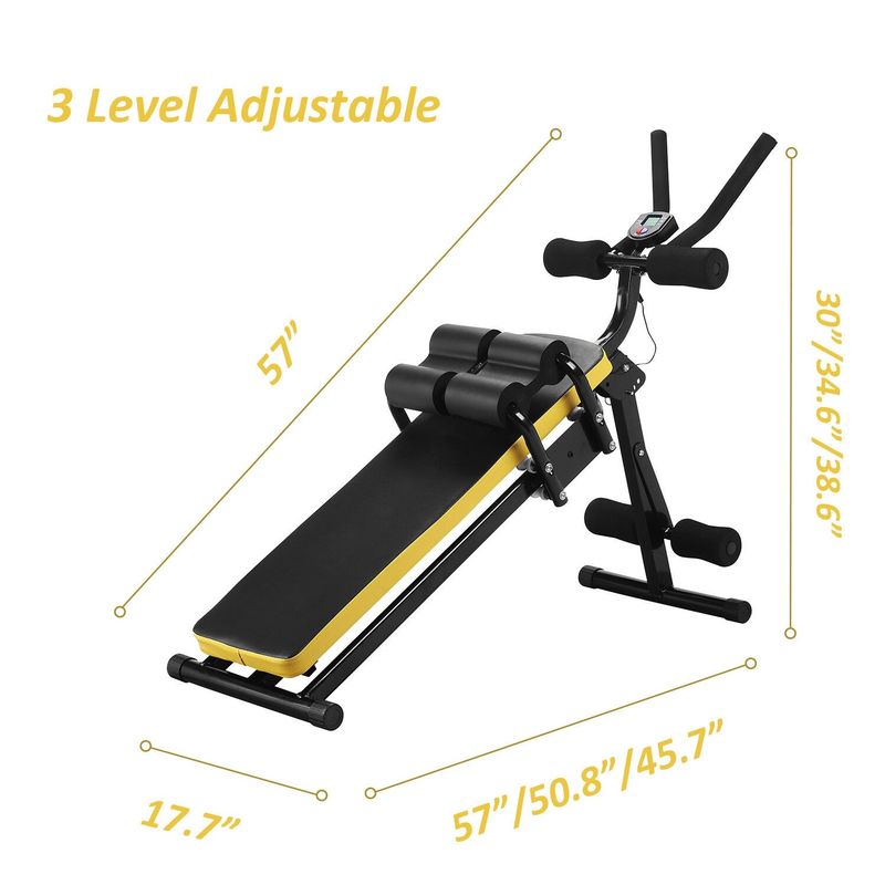 Ainfox Abdominal Trainer AB Workout Equipment Adjustable Multifunctional - Yellow