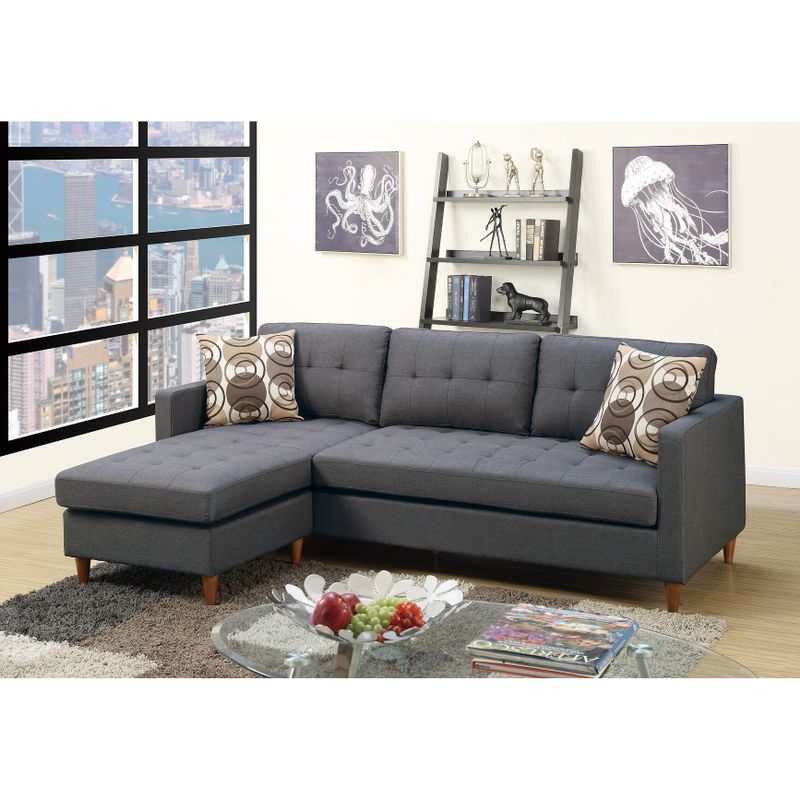 2 Piece Sectional Sofa with Accent Pillows in Blue Grey - Blue Grey
