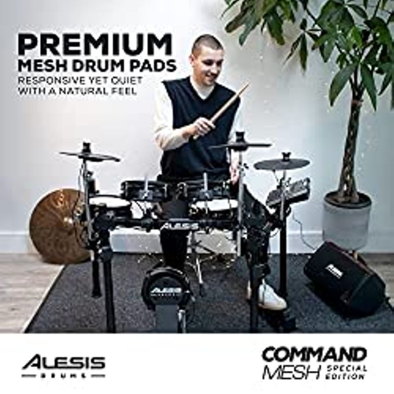 Alesis Drums Command Mesh SE Kit - Electric Drum Set with Quiet Dual Zone Mesh Pads, USB MIDI Connectivity and 600+ Electronic &...