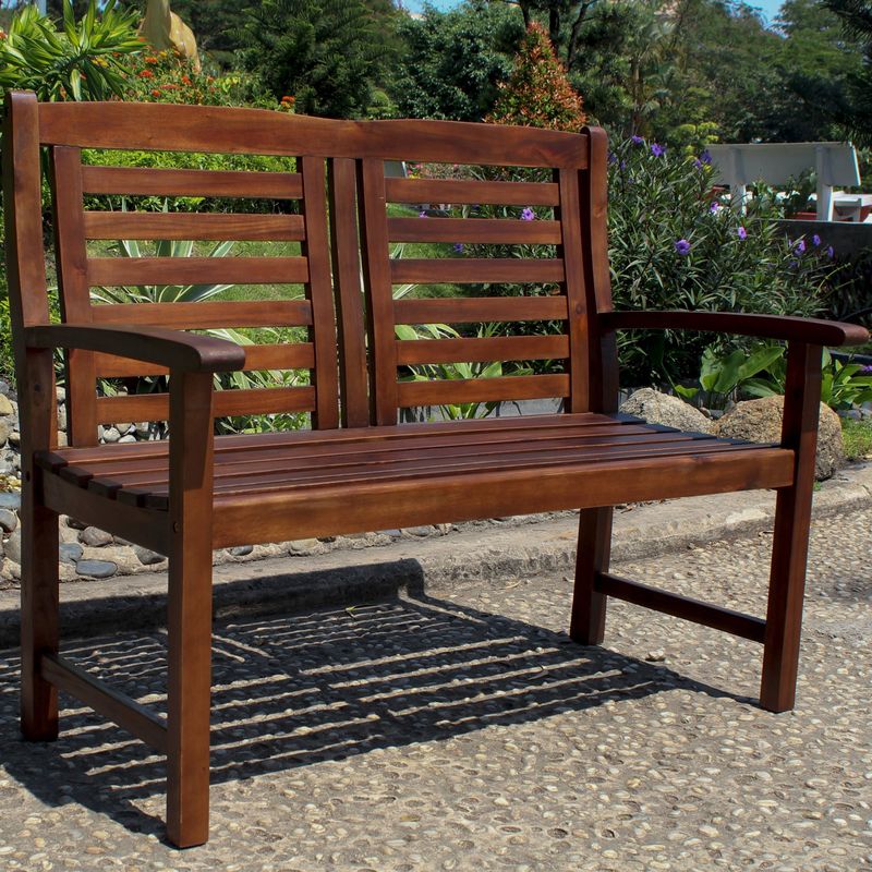 International Caravan Highland Trinidad Garden Bench - Eco-Friendly/Water Resistant/Backed - Brown - Wood - Assembly Required -...