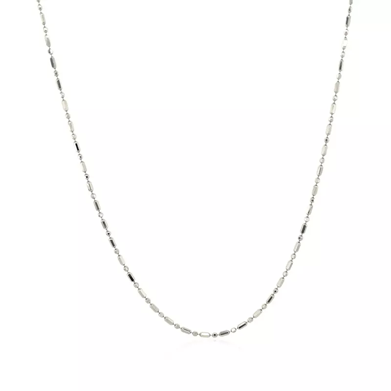 14k White Gold DiamondCut Bead Chain 1.0mm (20 Inch)