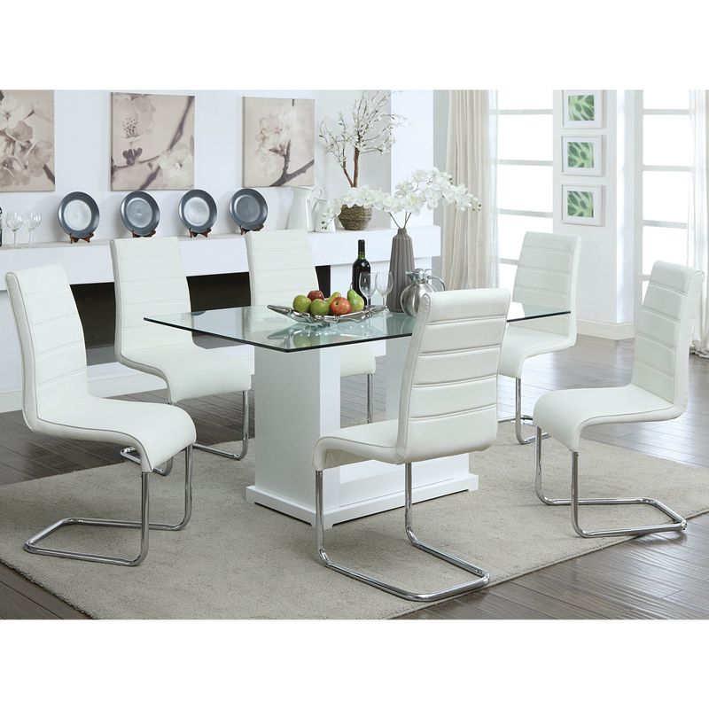 Furniture of America Grant Contemporary White Glass Dining Table - N/A - White