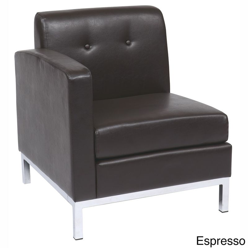 Office Star Products Wall Street Armchair - Wall Street Armchair LAF, Smoke Faux Leather