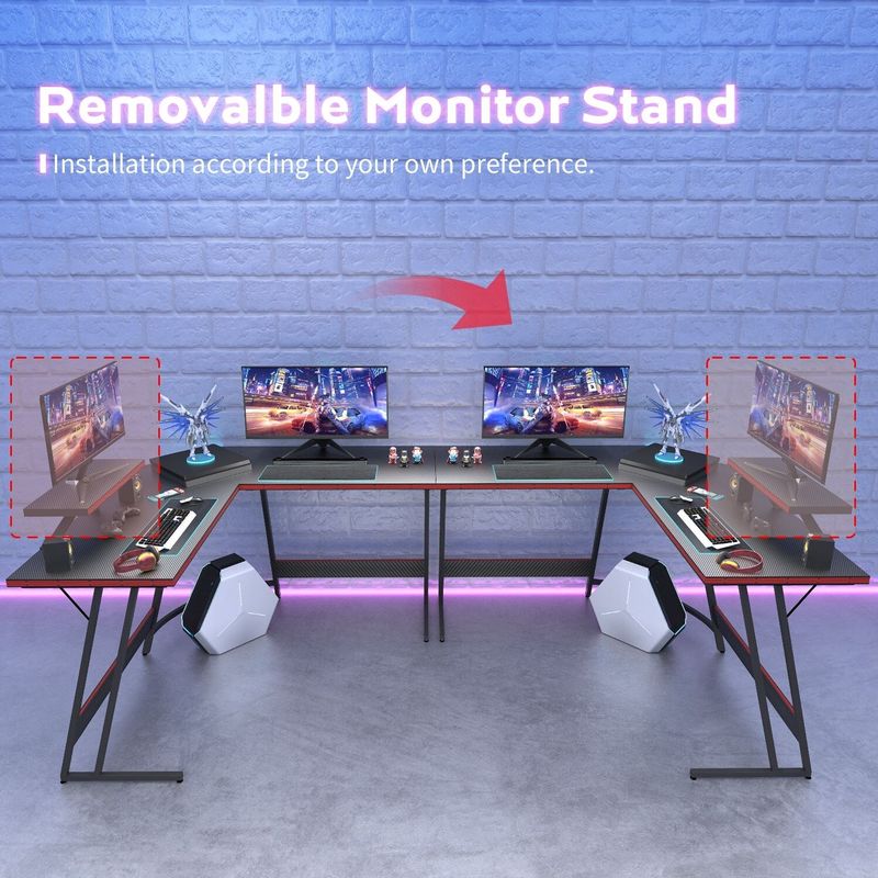 L-Shaped Gaming Desk Computer Corner Desk Office Writing Desk - Wood Finish - Black