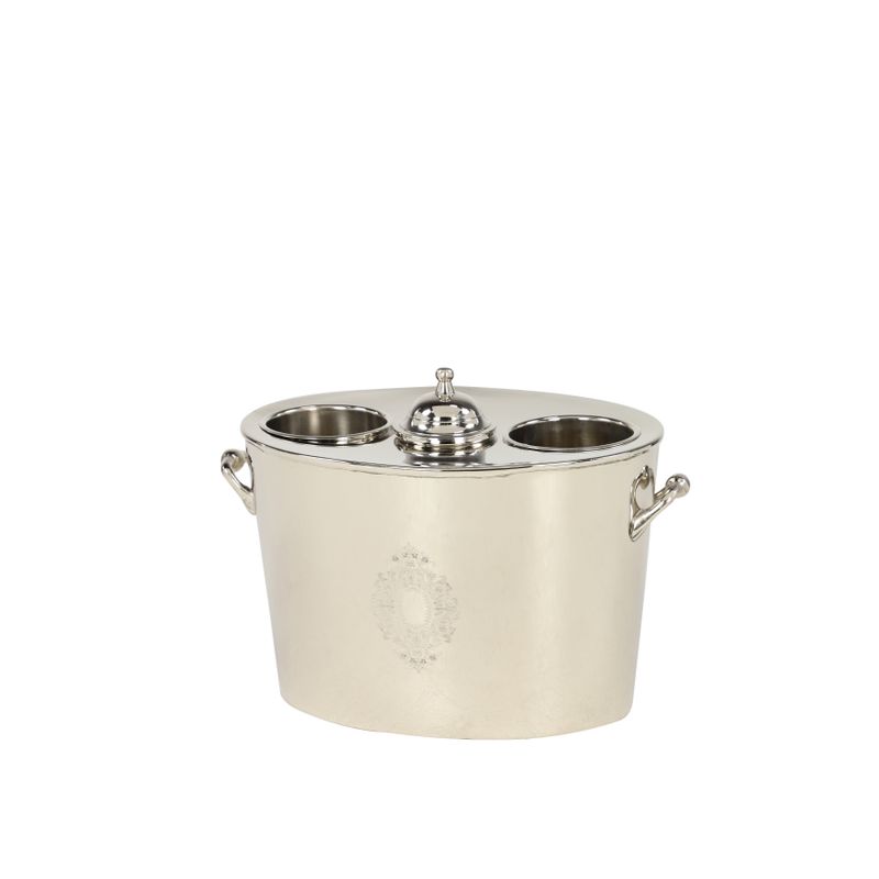 Silver Stainless Steel Traditional Wine Holder - 11 x 7 x 10