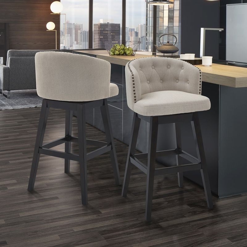 Rent to own Gracewood Hollow Maraire Wood Swivel Barstool or Counter