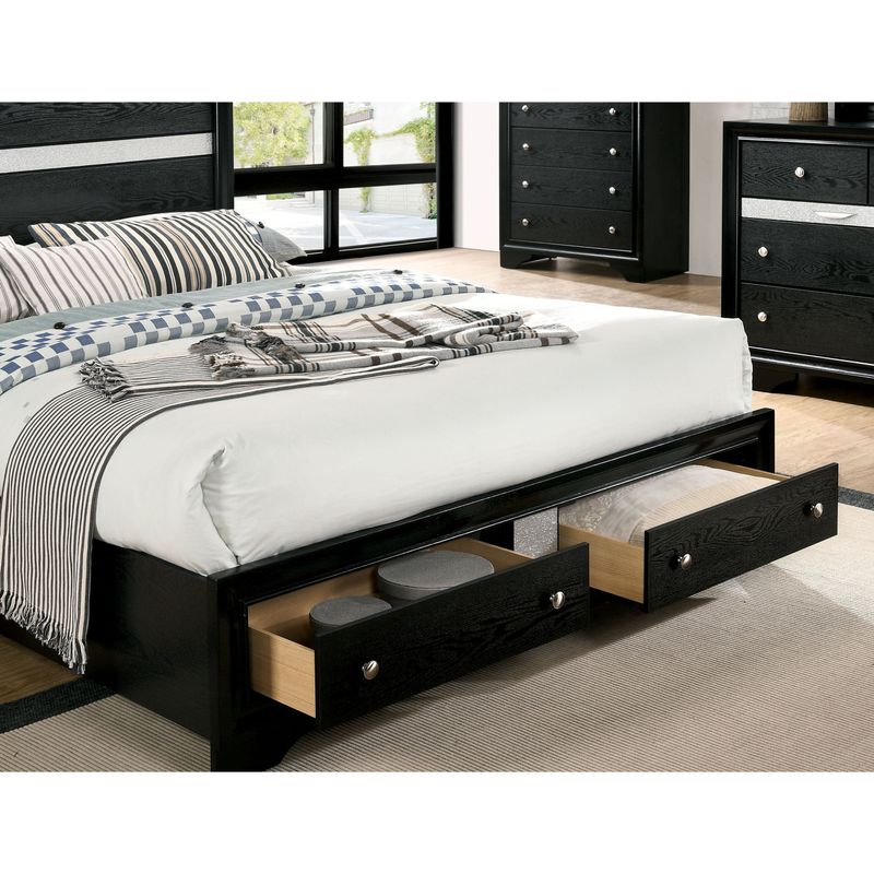 Furniture of America Manzini Black Storage 3-piece Bedroom Set - Eastern King