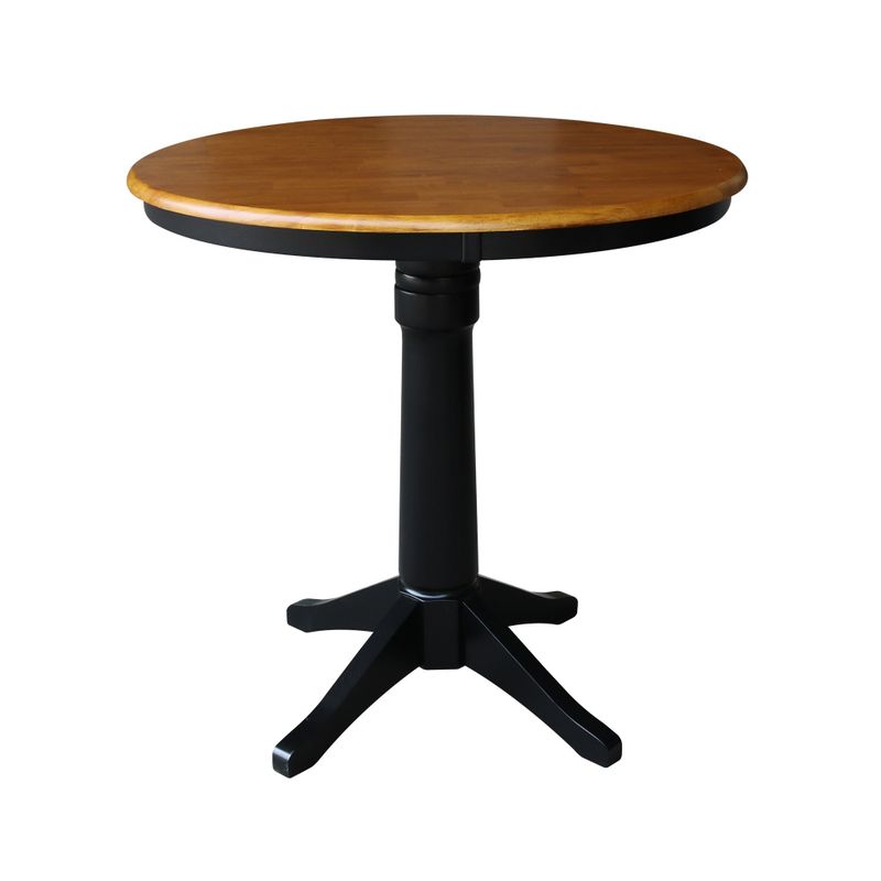 36" Round Top Pedestal Table with 2 Stools - Set of 3 - Cinnamon/Espresso