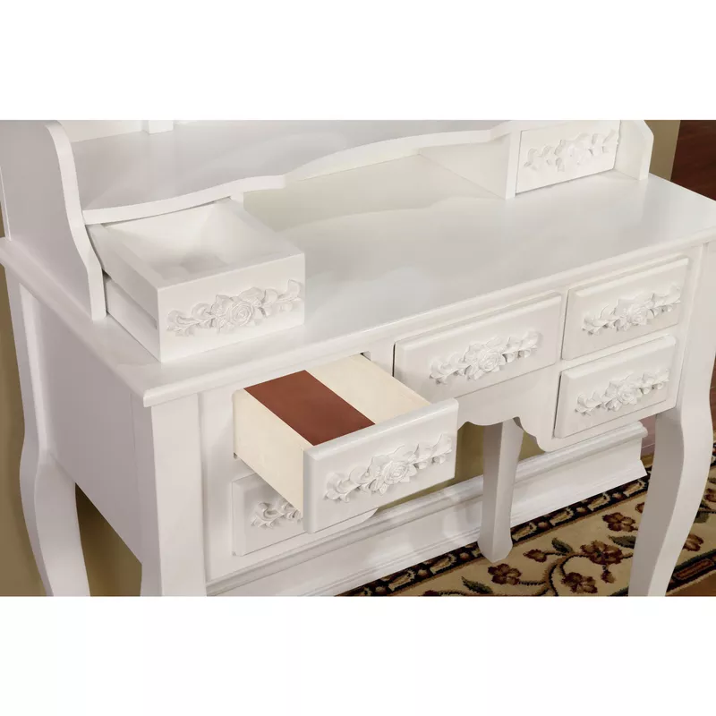 Traditional Wood 3-Piece Bedroom Vanity Set in White