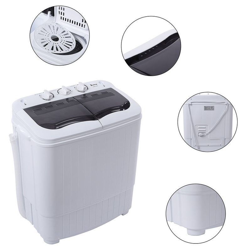 Twin Tub with Built-in Drain Pump Semi-automatic Gray Cover Washing Machine - Grey