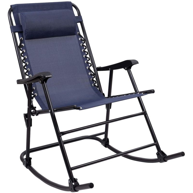 Homall Patio Rocking Chair Zero Gravity Chair Outdoor Folding Recliner Foldable Lounge Chair Outdoor Pool Chair - Grey