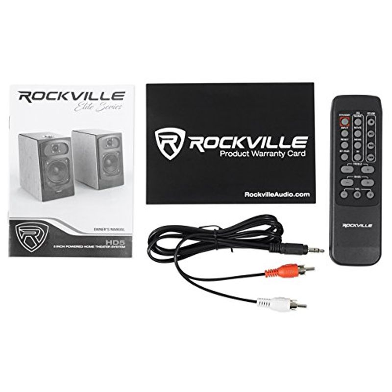 Rockville - 5" Powered Bookshelf Speakers Bluetooth Monitor Speaker System, 5 Inch, Wood (Pack of 2)