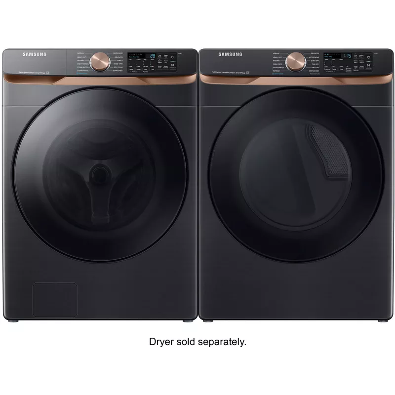 Samsung - 5.0 Cu. Ft. High-Efficiency Stackable Smart Front Load Washer with Steam and Super Speed Wash - Brushed Black