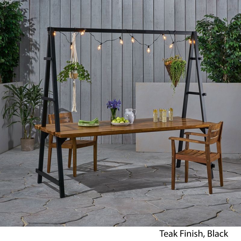 Huckleberry Outdoor Acacia Wood 88.5" Dining Table with Plant Hanger by Christopher Knight Home - Black