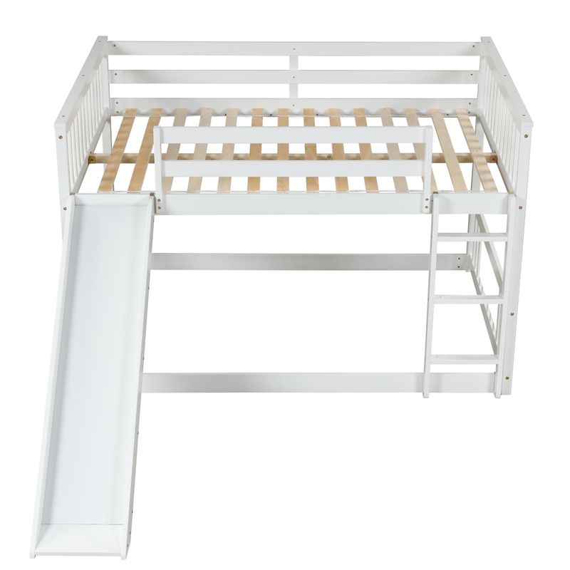 Nestfair Full over Full Bunk Bed with Slide and Ladder - White