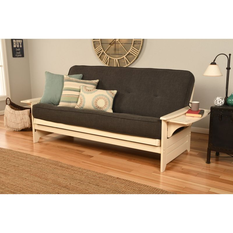 Copper Grove Dixie Futon Frame in Antique White Wood with Innerspring Mattress - Peter's Cabin